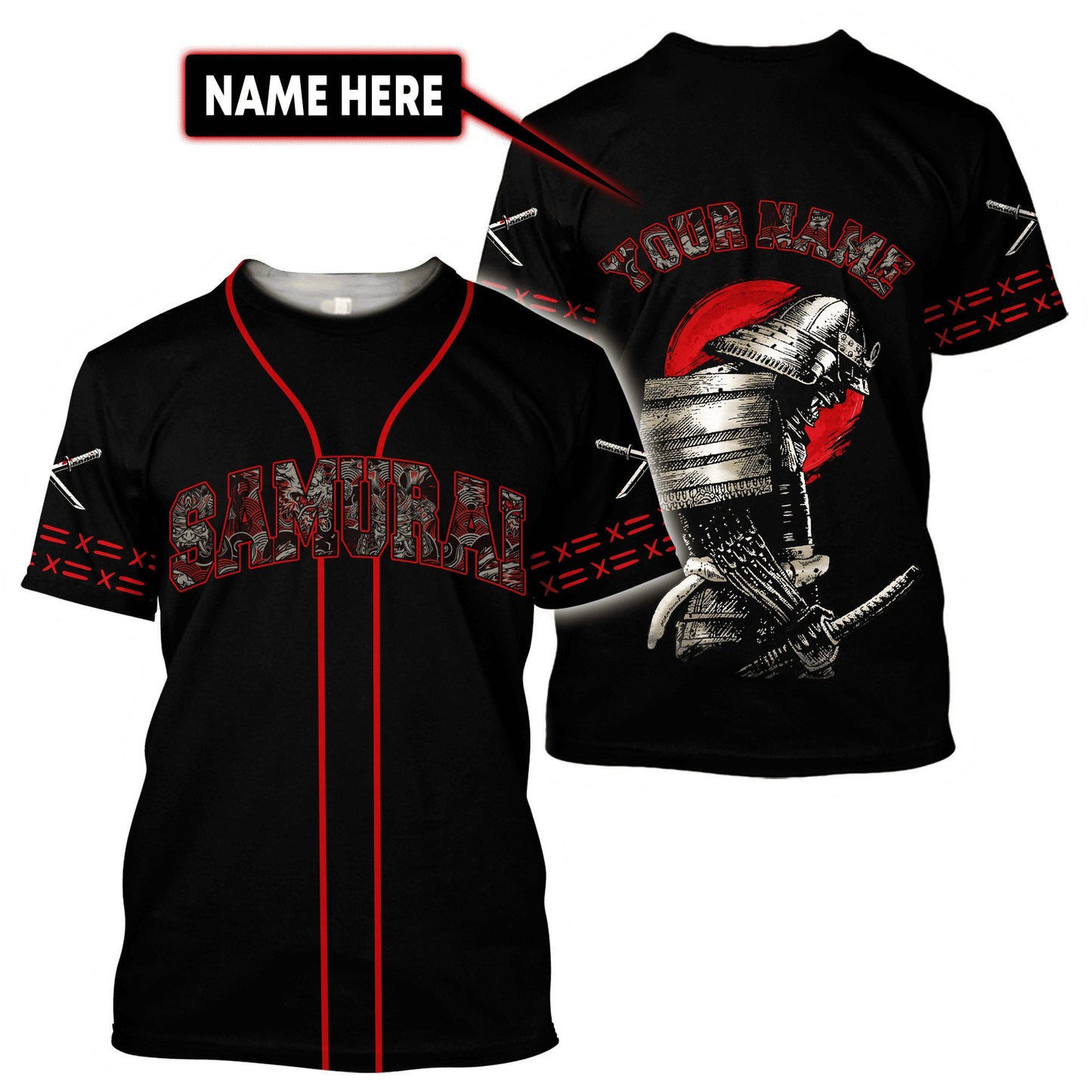 Custom Name Samurai 3D All Over Printed Unisex Shirts