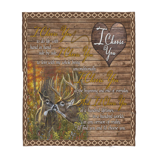 Deer Love Romantic Sherpa Blanket TN