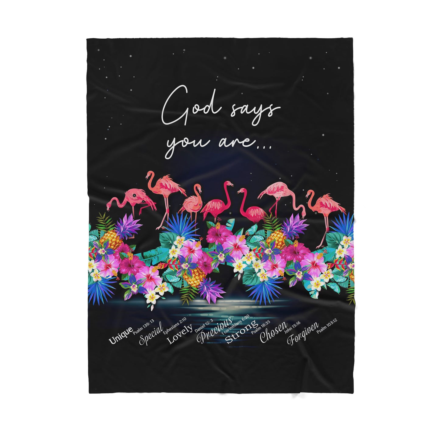 Custom Blanket Tropical Flamingo God Says You Are Sherpa Blanket MEI