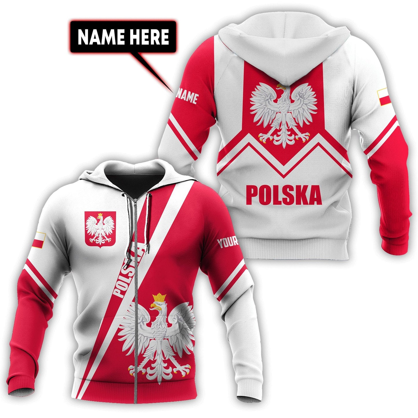 Personalized Polska 3D All Over Printed Unisex Hoodie