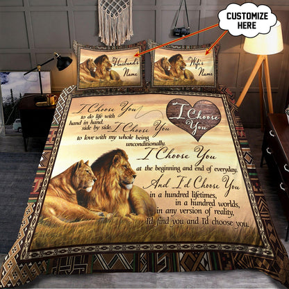 I Choose You Lion's Love Custom Bedding Set with Your Name