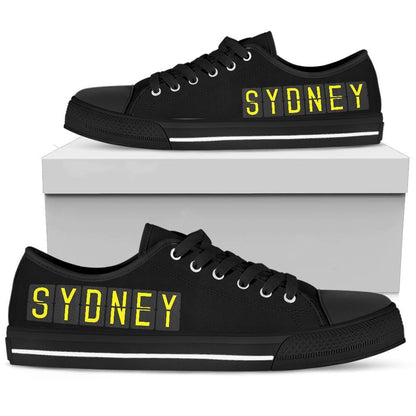 Airport Destinations SYDNEY (Black) - Low Top Canvas Shoes-Amaze Style™-Womens Low Top - Airport Destinations SYDNEY (Black) - Low Top Canvas Shoes-US5.5 (EU36)-Vibe Cosy™