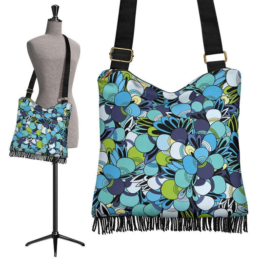 Funky Patterns in Blue - Crossbody Boho Bag-Amaze Style™-Crossbody Boho Handbag - Funky Patterns in Blue - Crossbody Boho Bag-One Size-Vibe Cosy™