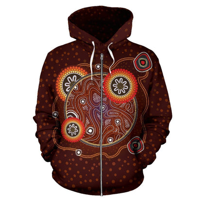 Flower Aboriginal 3D All Over Printed Hoodie MP535-Apparel-MP-Zip-up Hoodie-S-Vibe Cosy™