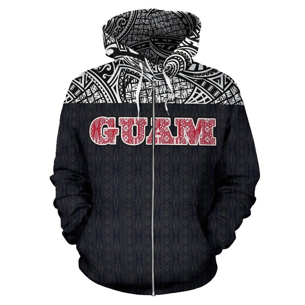 Guam All Over Zip-Up Hoodie - Polynesian Black Version - BN09 - Amaze Style™-ALL OVER PRINT ZIP-UP HOODIES