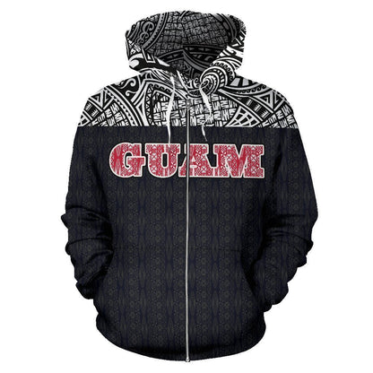 Guam All Over Zip-Up Hoodie - Polynesian Black Version - BN09 - Amaze Style™-ALL OVER PRINT ZIP-UP HOODIES