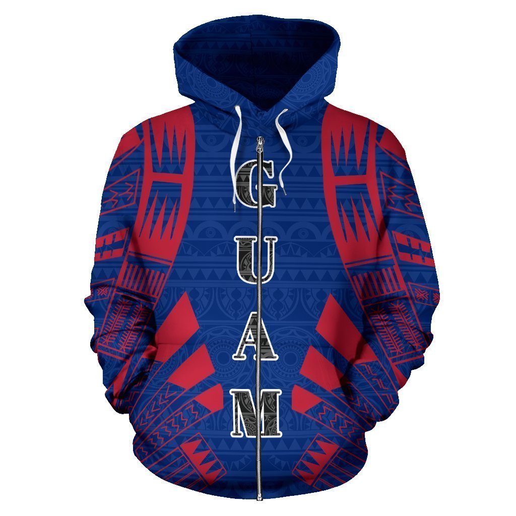 Guam All Over Zip-Up Hoodie - Polynesian Tattoo Style - Amaze Style™-ALL OVER PRINT ZIP-UP HOODIES