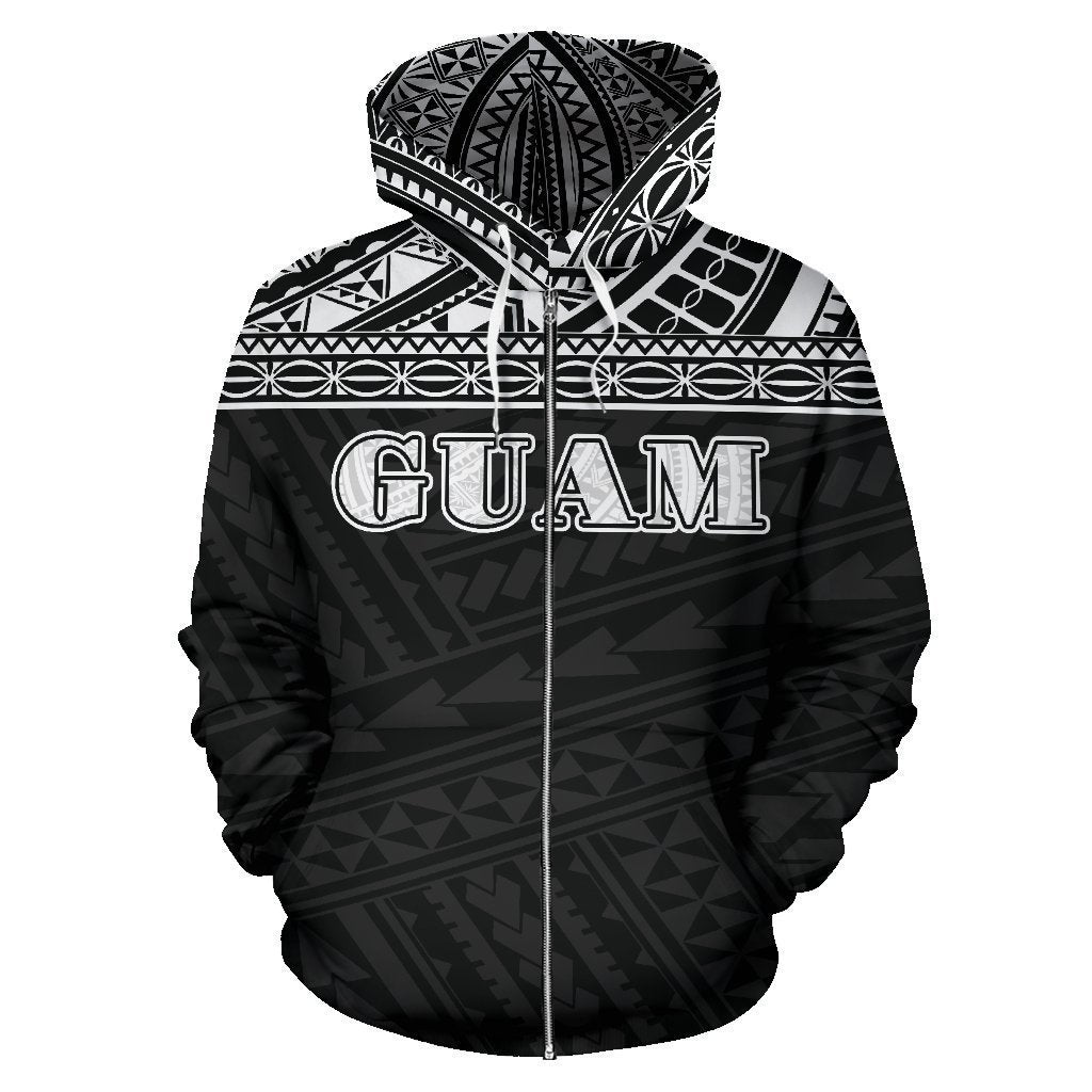 Guam All Over Zip-Up Hoodie - Polynesian Black Version - Amaze Style™-ALL OVER PRINT ZIP-UP HOODIES