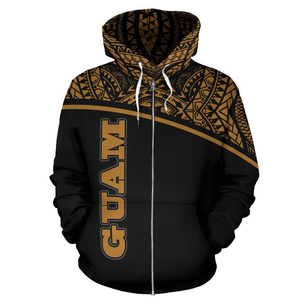 Guam All Over Zip-Up Hoodie - Micronesia Curve Gold Style - Amaze Style™-ALL OVER PRINT ZIP-UP HOODIES