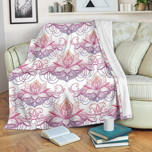 Ombre Lotus (White) - Throw Blankets-Amaze Style™-Premium BlanketOmbre Lotus (White) - Throw Blankets-Youth (56 x 43 inches / 140 x 110 cm)-Vibe Cosy™