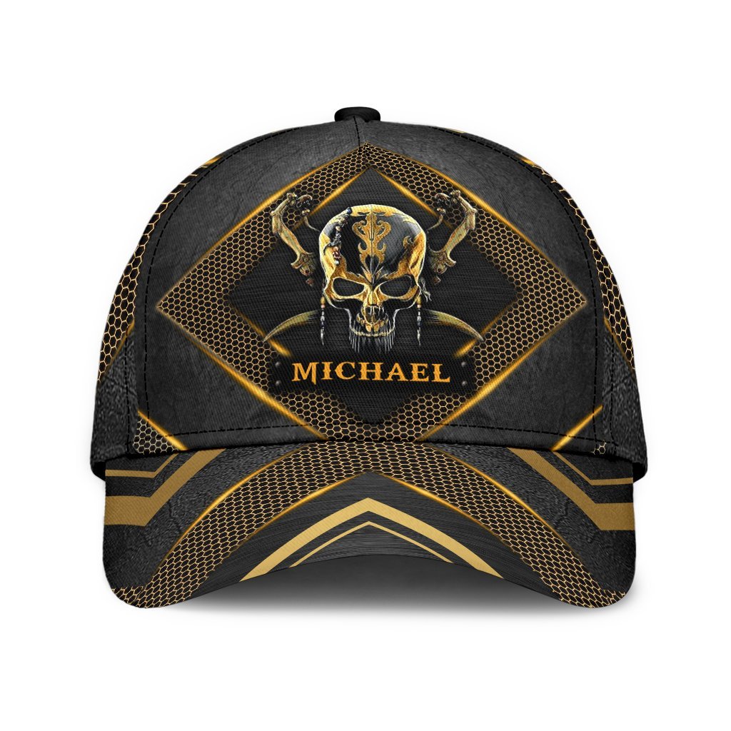 Custom Name Skull Classic Cap