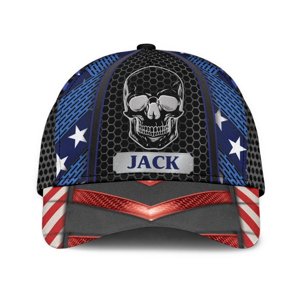 Custom Name Skull Classic Cap