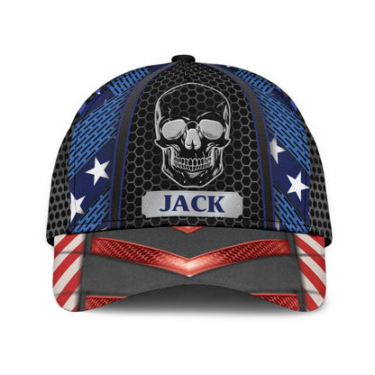 Custom Name Skull Classic Cap