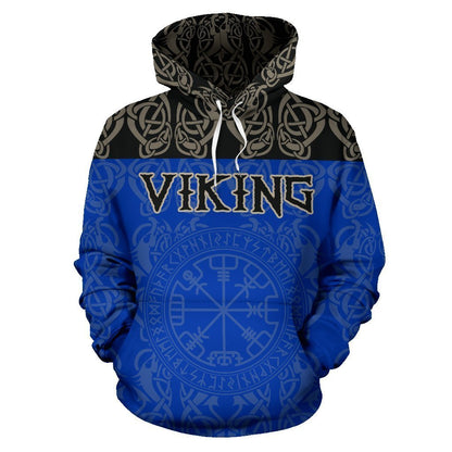 Viking All Over Hoodie - Vegvisir Bn10 - Amaze Style™-ALL OVER PRINT ZIP HOODIES (P)