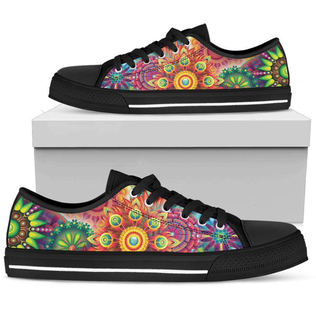 Abstract Bright Floral - Low Top Canvas Shoes-Amaze Style™-Womens Low Top - Abstract Bright Floral - Low Top Canvas Shoes-US5.5 (EU36)-Vibe Cosy™