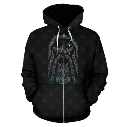 Odin (Wutan) - Viking Valhalla Zip-Up Hoodie A7 - Amaze Style™-ALL OVER PRINT ZIP HOODIES (P)