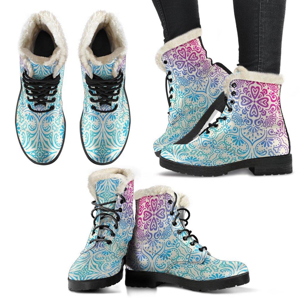 Bohemian Ombre (Sweet Corn) - Vegan Fur Leather Boots-Amaze Style™-Women's Faux Fur Leather BootsBohemian Ombre (Sweet Corn) - Vegan Fur Leather Boots-US5 (EU35)-Vibe Cosy™