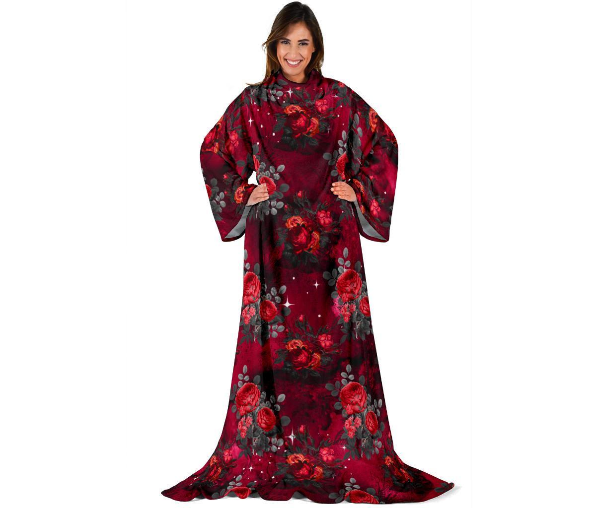Dark Roses sleeve blanket-Amaze Style™-Sleeve Blanket - Dark Roses sleeve blanket-Adult 69"X53"-Vibe Cosy™