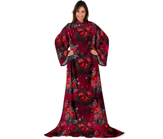 Dark Roses sleeve blanket-Amaze Style™-Sleeve Blanket - Dark Roses sleeve blanket-Adult 69"X53"-Vibe Cosy™