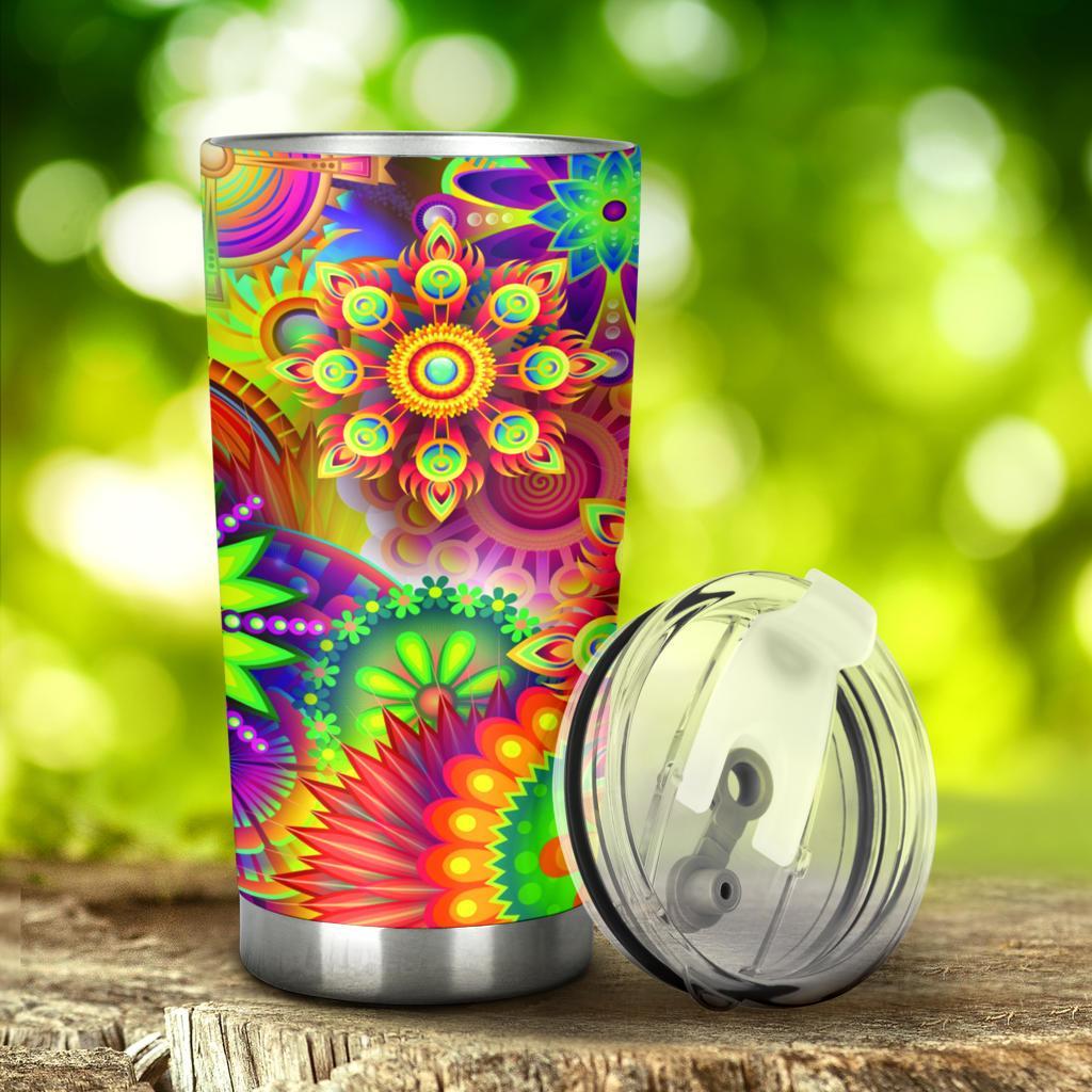 Abstract Bright Floral - Travel Tumbler-Amaze Style™-Tumbler - Abstract Bright Floral - Travel Tumbler-20oz Large-Vibe Cosy™