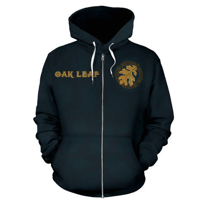 Oak Leaf Viking All Over Zip-Up Hoodie - BN09 - Amaze Style™-ALL OVER PRINT ZIP HOODIES (P)