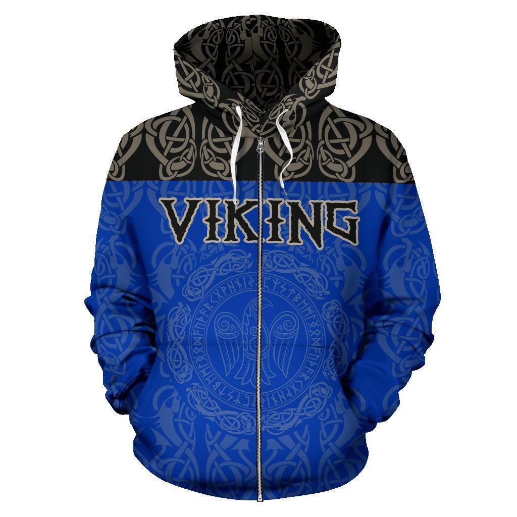 Viking All Over Zip-Up Hoodie - Raven Bn10 - Amaze Style™-ALL OVER PRINT ZIP HOODIES (P)