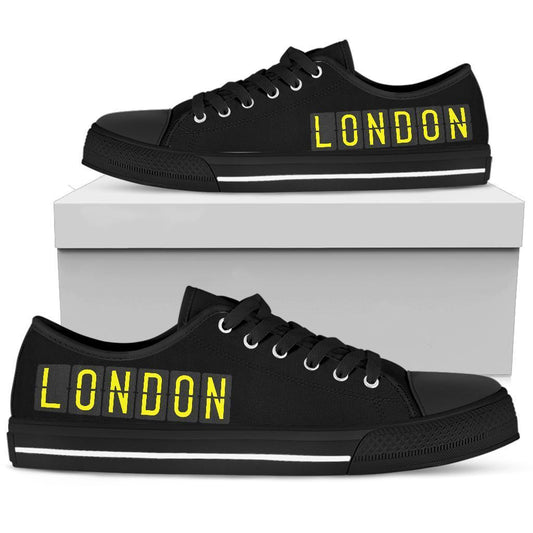 Airport Destinations LONDON (Black) - Low Top Canvas Shoes-Amaze Style™-Womens Low Top - Airport Destinations LONDON (Black) - Low Top Canvas Shoes-US5.5 (EU36)-Vibe Cosy™