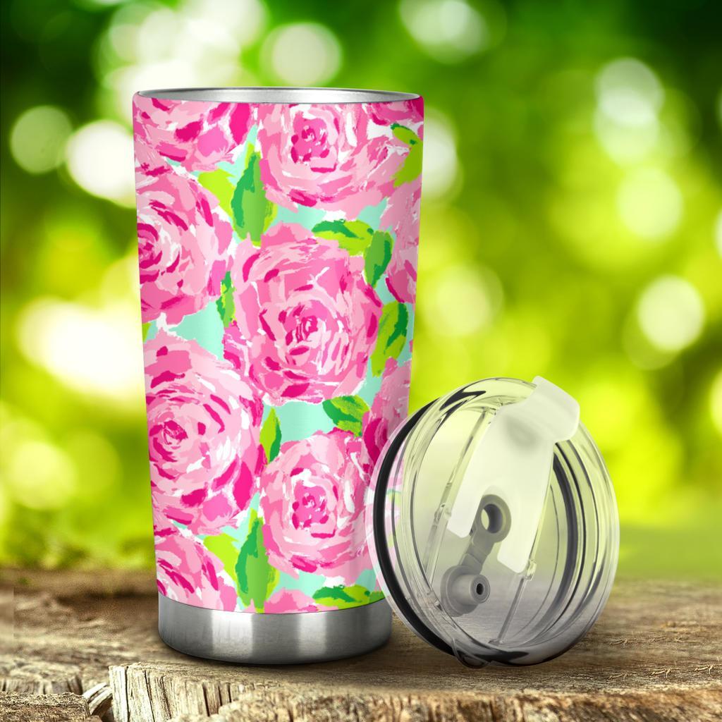 Pink Flower Tumbler-Amaze Style™-Tumbler - Pink Flower Tumbler-20oz Large-Vibe Cosy™