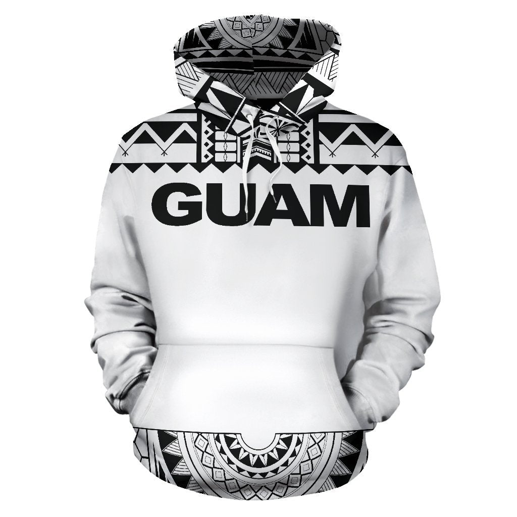 Guam All Over Hoodie - Polynesian White And Black - Amaze Style™-ALL OVER PRINT HOODIES