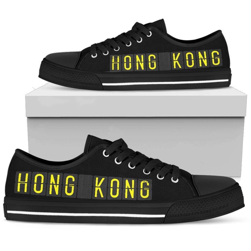 Airport Destinations HONG KONG (Black) - Low Top Canvas Shoes-Amaze Style™-Womens Low Top - Airport Destinations HONG KONG (Black) - Low Top Canvas Shoes-US5.5 (EU36)-Vibe Cosy™