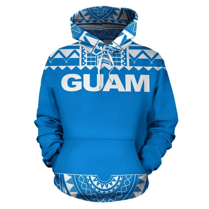 Guam All Over Hoodie - Polynesian Blue And White - Amaze Style™-ALL OVER PRINT HOODIES