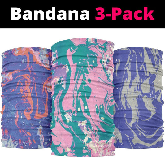 Marble Swirls Set 2 - Bandana 3 Pack-Amaze Style™-Marble Swirls Set 2 - Bandana 3 Pack-Vibe Cosy™