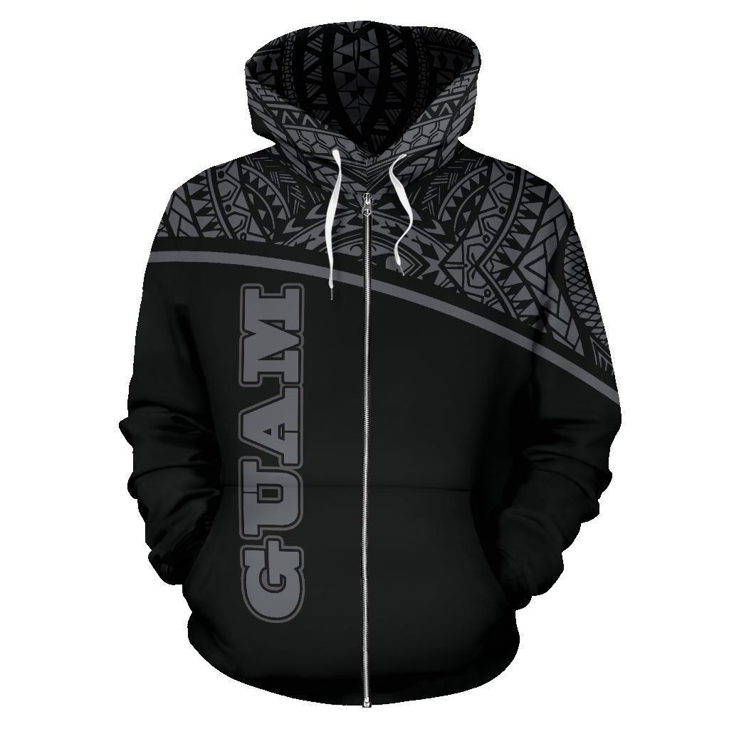 Guam All Over Zip-Up Hoodie - Micronesia Curve Grey Style - Amaze Style™-ALL OVER PRINT ZIP-UP HOODIES