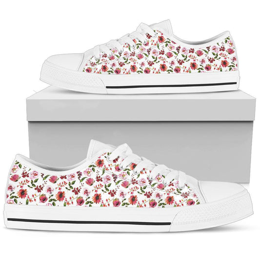 Peonies - White-Amaze Style™-Womens Low Top - Peonies - White-US5.5 (EU36)-Vibe Cosy™