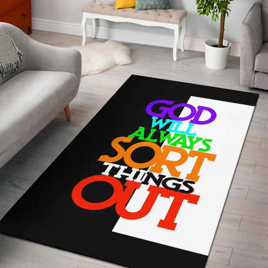GOD will always sort things out Rug-Amaze Style™-RugGOD will always sort things out Rug-Small (3 X 5 FT)-Vibe Cosy™