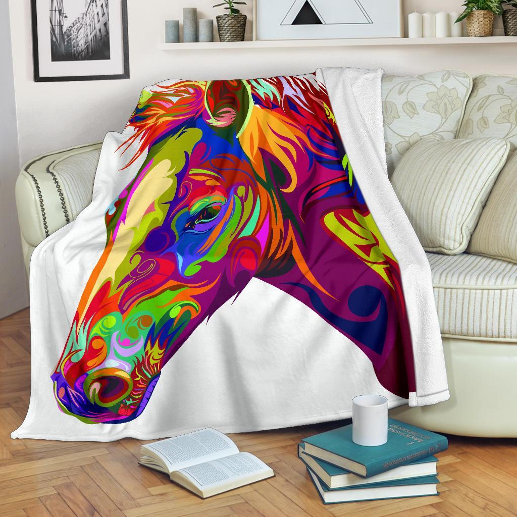 Cavallo Colorato/Bianco - Coperta in Pile -Amaze Style™-Premium BlanketCavallo Colorato/Bianco - Coperta in Pile -Youth (56 x 43 inches / 140 x 110 cm)-Vibe Cosy™
