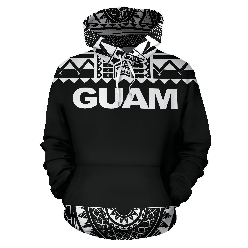 Guam All Over Hoodie - Polynesian Black And White - Amaze Style™-ALL OVER PRINT HOODIES