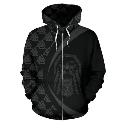 Odin Viking Zip-up Hoodie - Circle Style J1 - Amaze Style™-ALL OVER PRINT ZIP HOODIES (P)