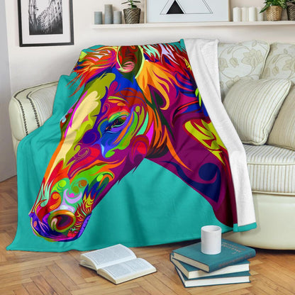 Cavallo Colorato Turchese - Coperta in Pile -Amaze Style™-Premium BlanketCavallo Colorato Turchese - Coperta in Pile -Youth (56 x 43 inches / 140 x 110 cm)-Vibe Cosy™
