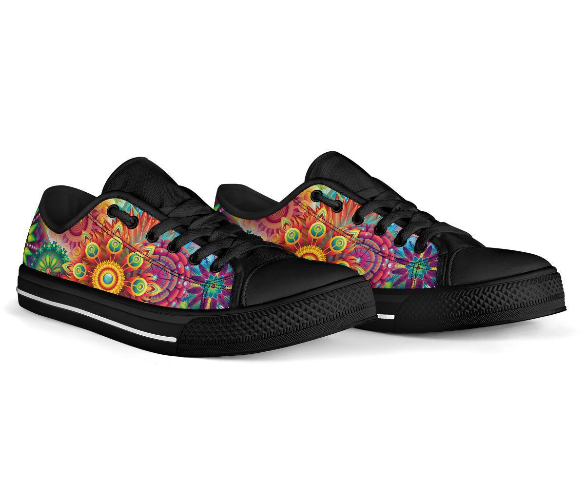 Abstract Bright Floral - Low Top Canvas Shoes-Amaze Style™-Womens Low Top - Abstract Bright Floral - Low Top Canvas Shoes-US5.5 (EU36)-Vibe Cosy™