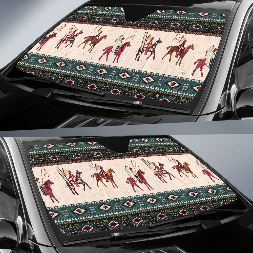 Native American Chief Horse Auto Sun Shades
