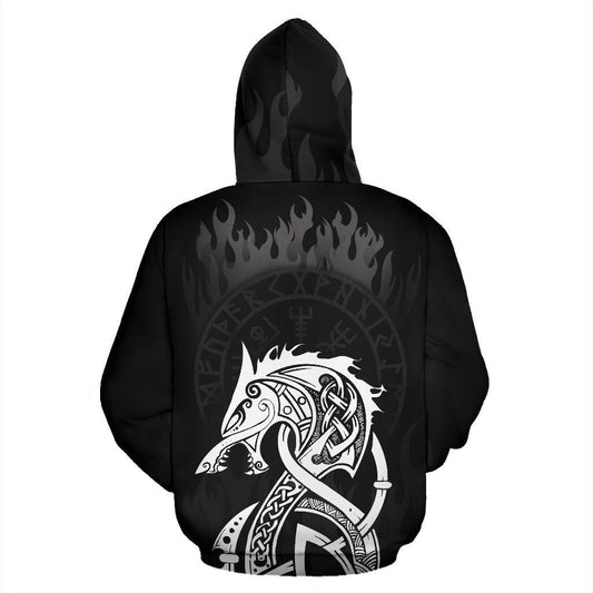 Viking Hoodie - Double Dragon With Fire - Amaze Style™-Apparel