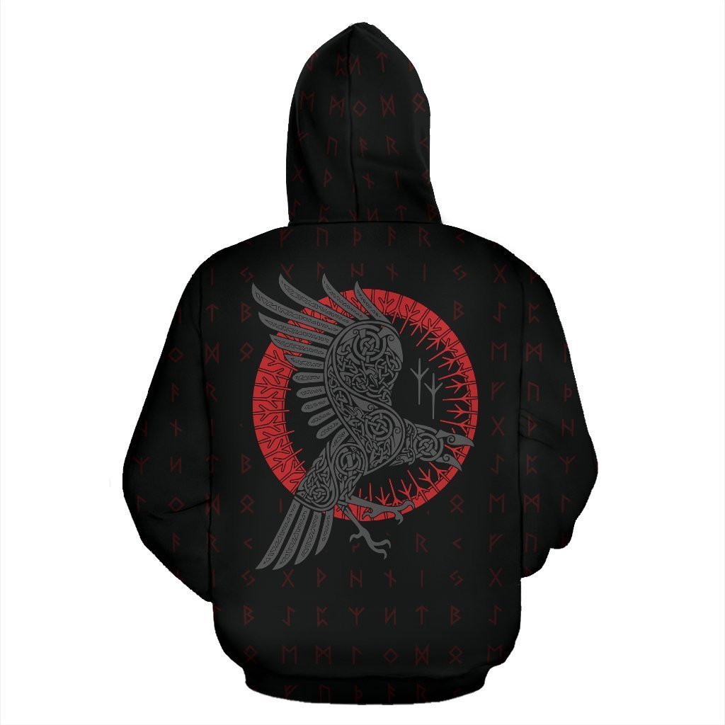 Viking Odin Raven Old Runes Style Hoodie - Amaze Style™-ALL OVER PRINT HOODIES