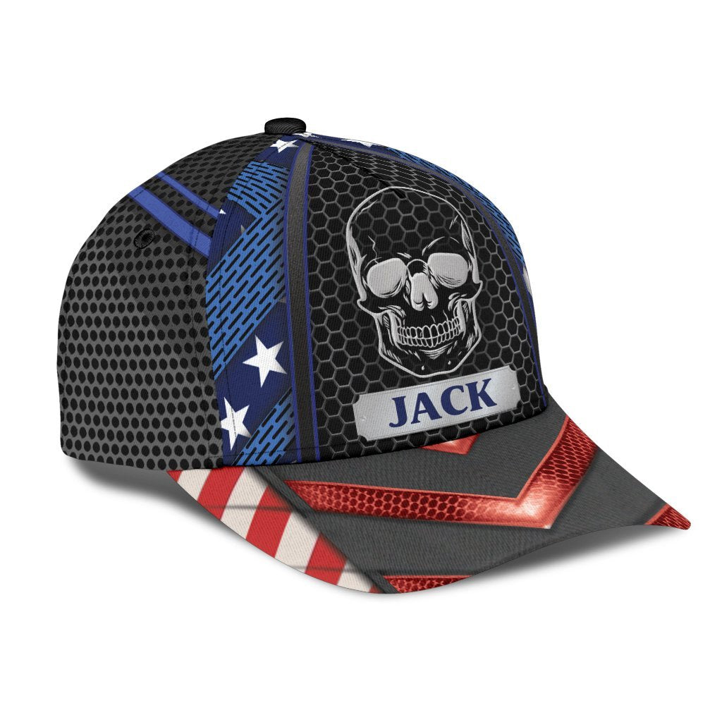 Custom Name Skull Classic Cap