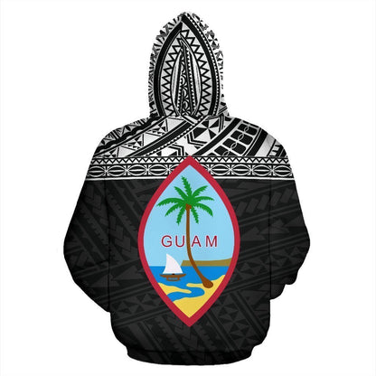 Guam All Over Zip-Up Hoodie - Polynesian Black Version - Amaze Style™-ALL OVER PRINT ZIP-UP HOODIES