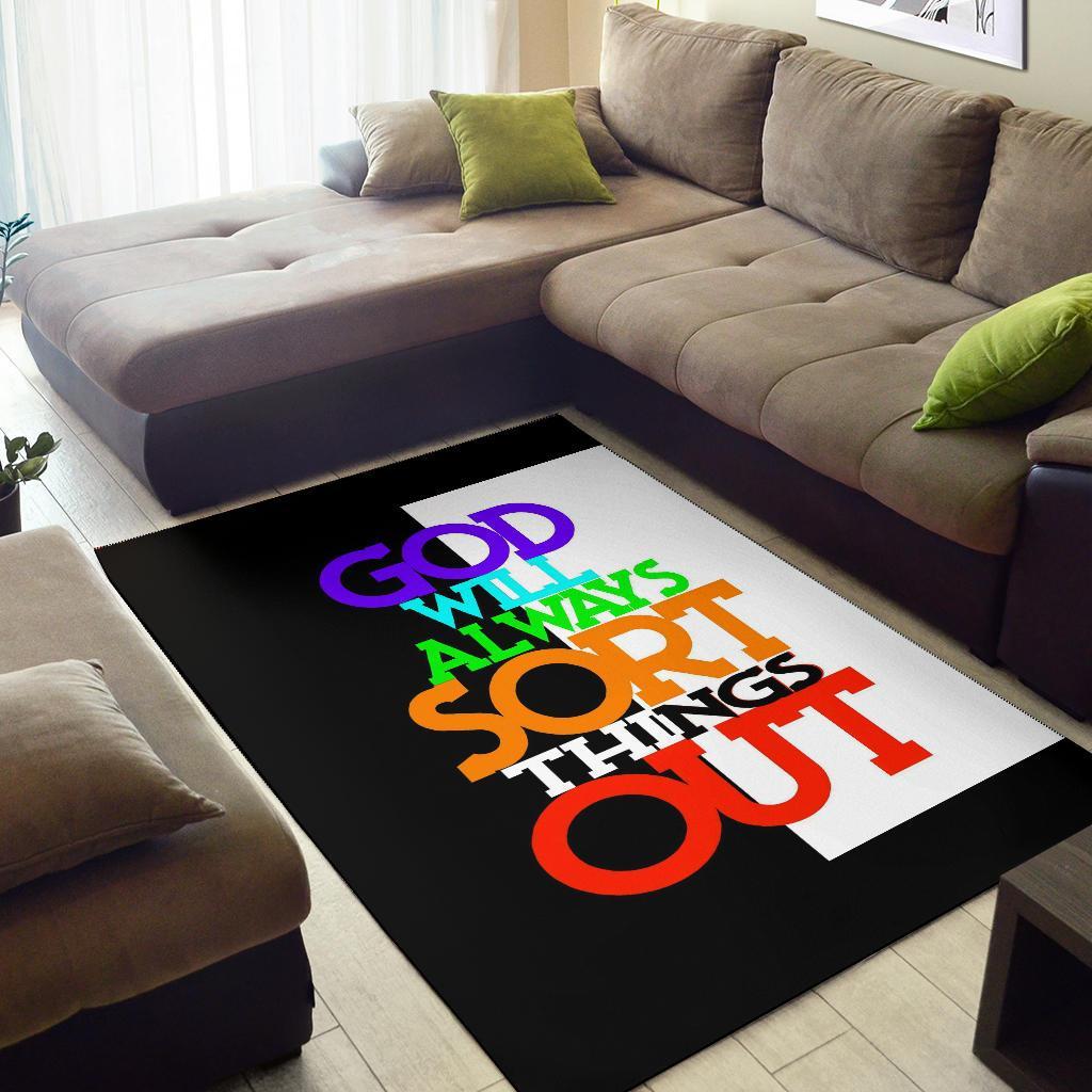 GOD will always sort things out Rug-Amaze Style™-RugGOD will always sort things out Rug-Small (3 X 5 FT)-Vibe Cosy™