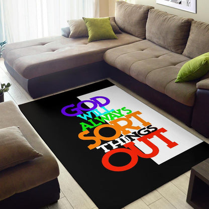 GOD will always sort things out Rug-Amaze Style™-RugGOD will always sort things out Rug-Small (3 X 5 FT)-Vibe Cosy™