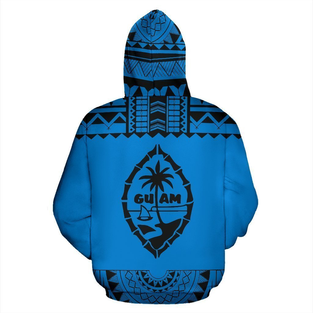 Guam All Over Zip-Up Hoodie - Polynesian Blue And Black - Amaze Style™-ALL OVER PRINT ZIP-UP HOODIES
