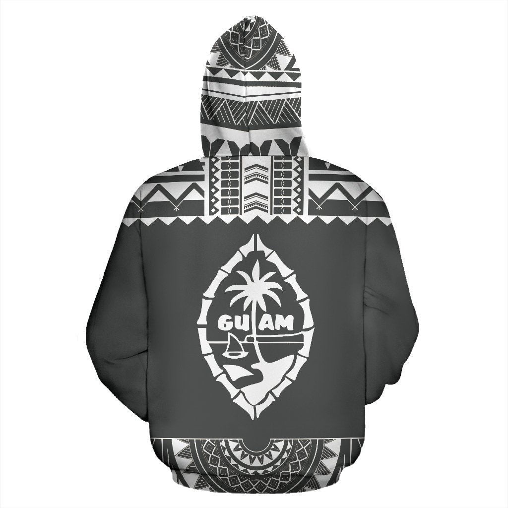 Guam All Over Zip-Up Hoodie - Polyneian Grey And White - Amaze Style™-ALL OVER PRINT ZIP-UP HOODIES