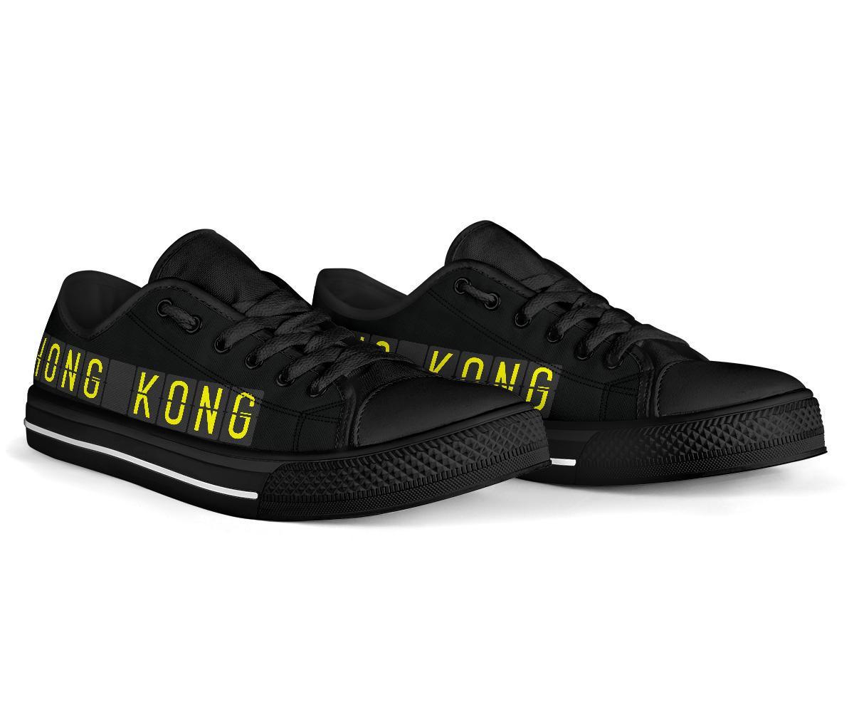 Airport Destinations HONG KONG (Black) - Low Top Canvas Shoes-Amaze Style™-placeholder-placeholder-Vibe Cosy™